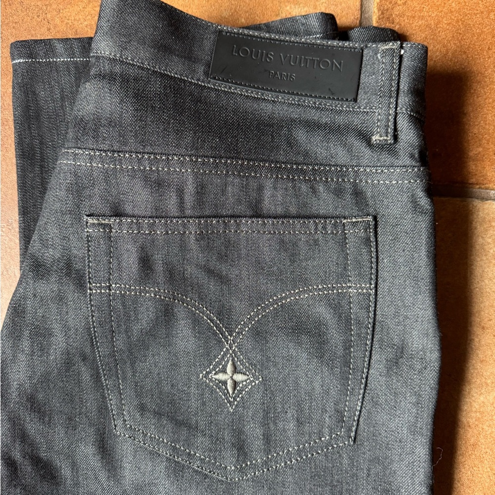Louis Vuitton Black Jeans with Embroidered Detail